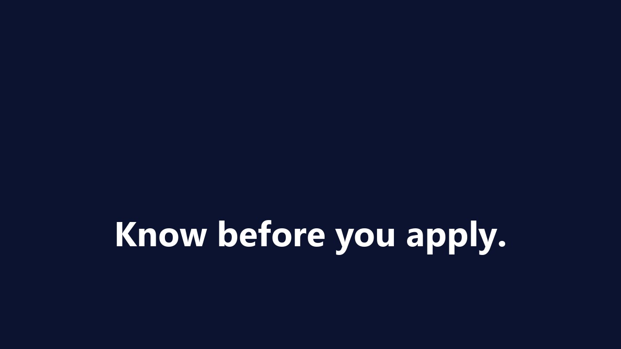 Know before you apply.
